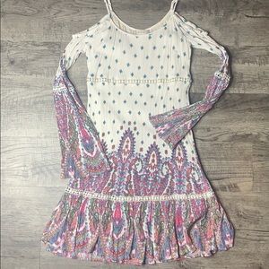 ALTAR’D STATE | Boho Paisley Cold Shoulder Floral Print Peasant Dress